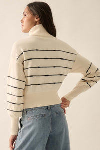 Draw the Line Striped Banded Turtleneck Sweater - ShopPromesa