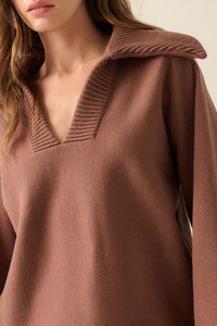 Home Sweet Home Oversized Collar V-Neck Sweater - ShopPromesa