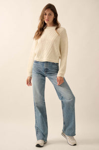 Warm Wishes Pointelle Cable Knit Dolman Sweater - ShopPromesa