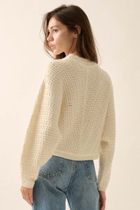 Warm Wishes Pointelle Cable Knit Dolman Sweater - ShopPromesa