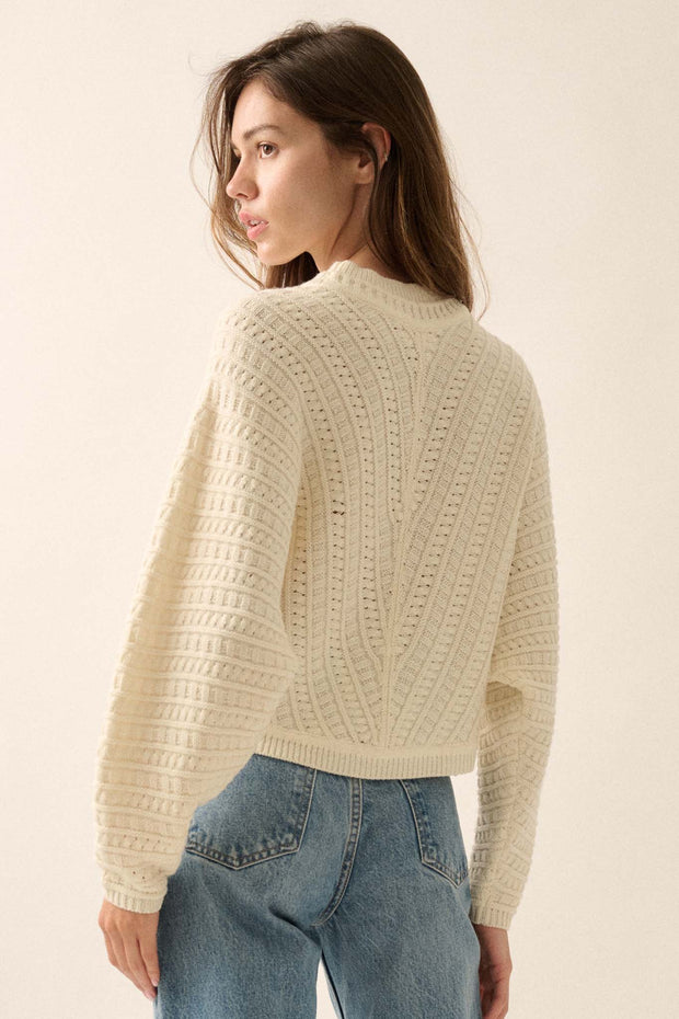 Warm Wishes Pointelle Cable Knit Dolman Sweater - ShopPromesa