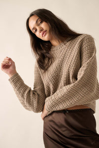 Warm Wishes Pointelle Cable Knit Dolman Sweater - ShopPromesa