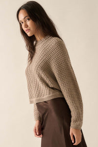 Warm Wishes Pointelle Cable Knit Dolman Sweater - ShopPromesa