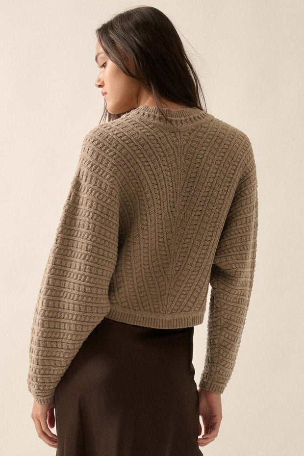 Warm Wishes Pointelle Cable Knit Dolman Sweater - ShopPromesa