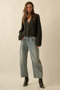 Soft Sunday Ribbed Knit Buttoned V-Neck Cardigan - ShopPromesa