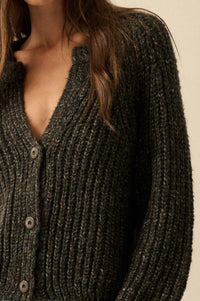 Soft Sunday Ribbed Knit Buttoned V-Neck Cardigan - ShopPromesa