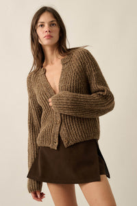 Soft Sunday Ribbed Knit Buttoned V-Neck Cardigan - ShopPromesa