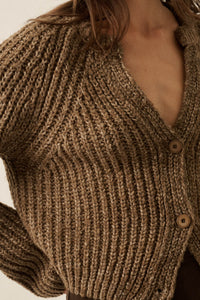 Soft Sunday Ribbed Knit Buttoned V-Neck Cardigan - ShopPromesa