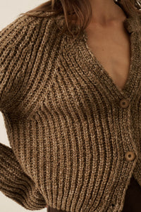 Soft Sunday Ribbed Knit Buttoned V-Neck Cardigan - ShopPromesa