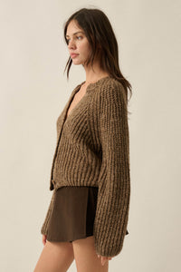 Soft Sunday Ribbed Knit Buttoned V-Neck Cardigan - ShopPromesa