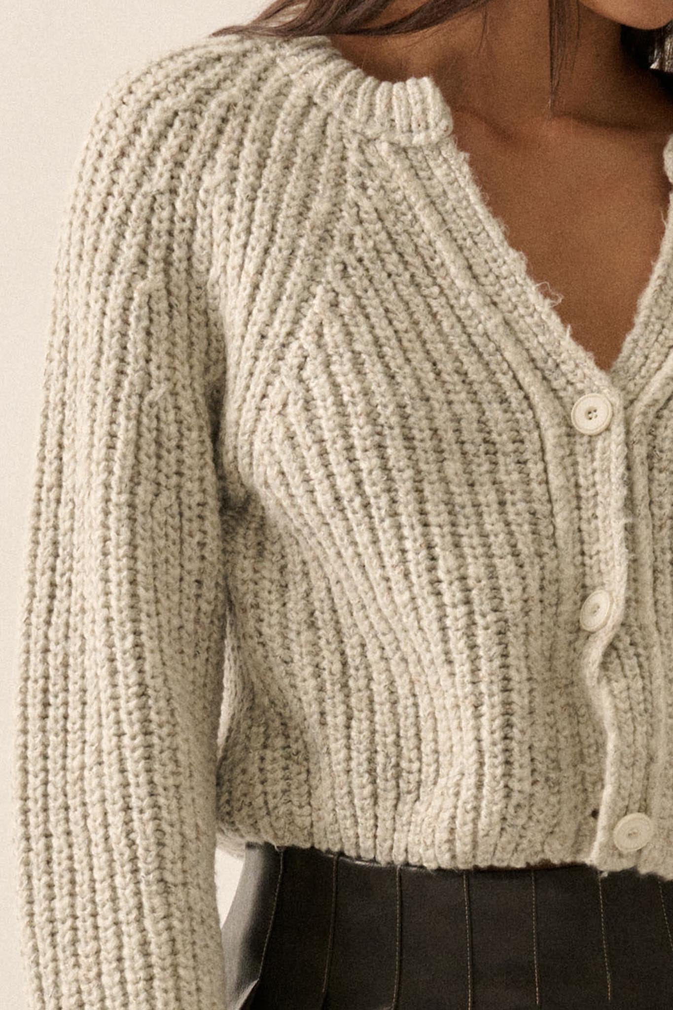Soft Sunday Ribbed Knit Buttoned V-Neck Cardigan - ShopPromesa