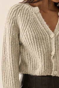Soft Sunday Ribbed Knit Buttoned V-Neck Cardigan - ShopPromesa