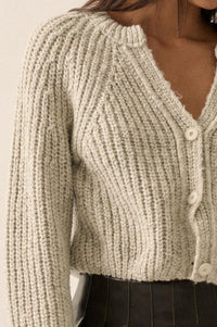 Soft Sunday Ribbed Knit Buttoned V-Neck Cardigan - ShopPromesa