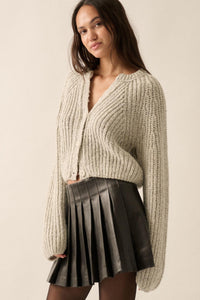 Soft Sunday Ribbed Knit Buttoned V-Neck Cardigan - ShopPromesa