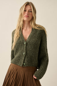 Soft Sunday Ribbed Knit Buttoned V-Neck Cardigan - ShopPromesa