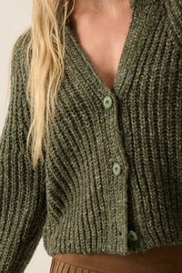Soft Sunday Ribbed Knit Buttoned V-Neck Cardigan - ShopPromesa