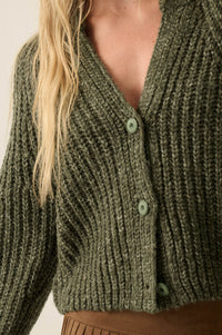 Soft Sunday Ribbed Knit Buttoned V-Neck Cardigan - ShopPromesa