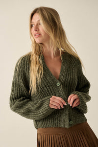 Soft Sunday Ribbed Knit Buttoned V-Neck Cardigan - ShopPromesa