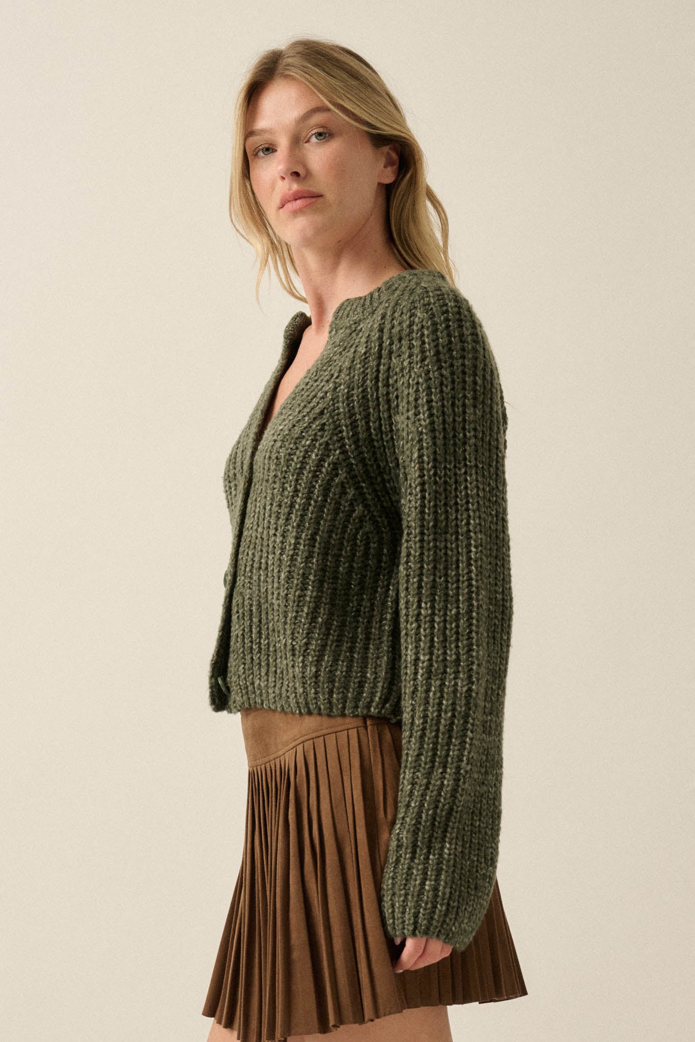 Soft Sunday Ribbed Knit Buttoned V-Neck Cardigan - ShopPromesa