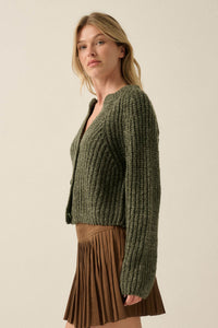Soft Sunday Ribbed Knit Buttoned V-Neck Cardigan - ShopPromesa