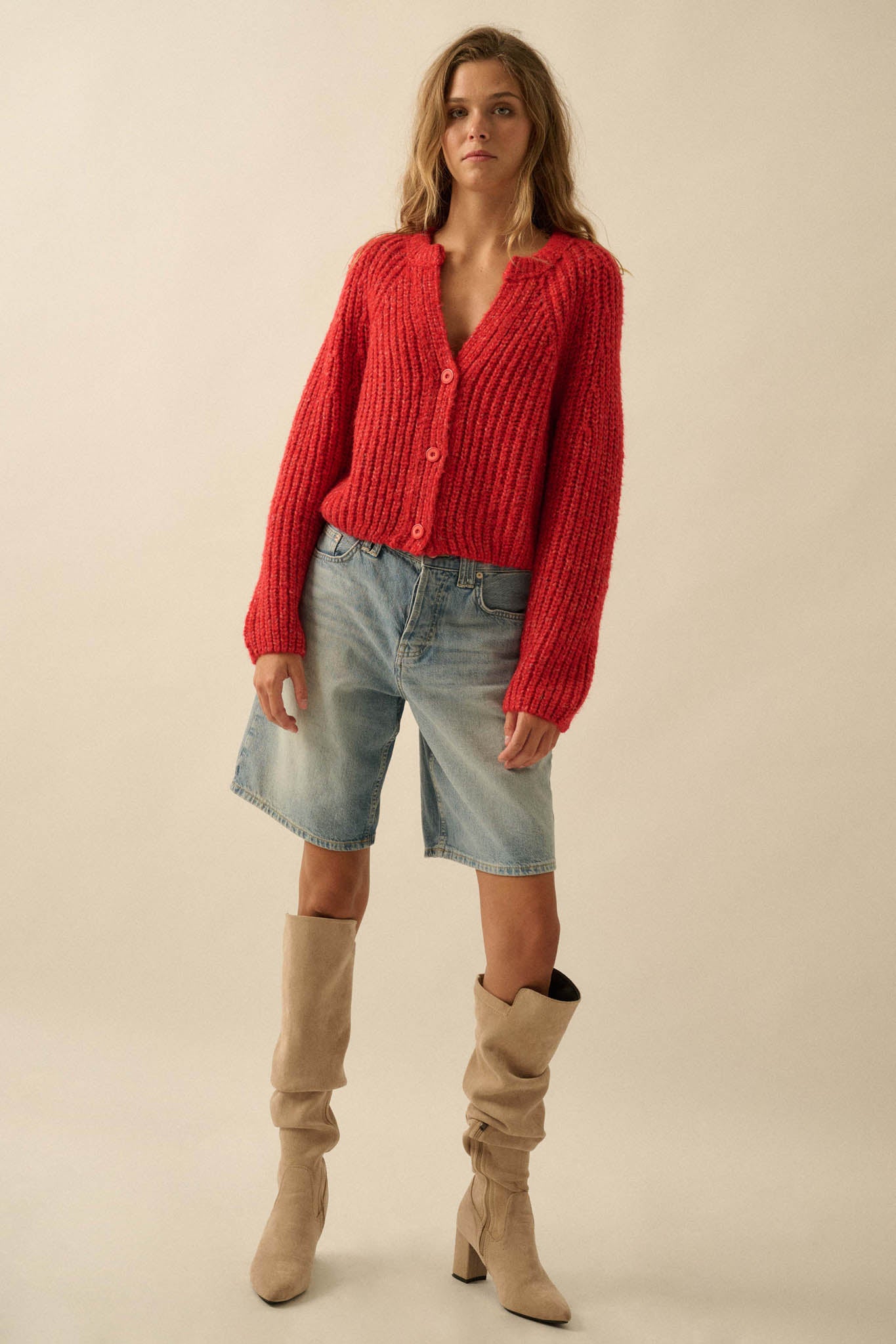 Soft Sunday Ribbed Knit Buttoned V-Neck Cardigan - ShopPromesa