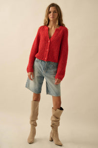 Soft Sunday Ribbed Knit Buttoned V-Neck Cardigan - ShopPromesa