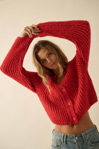 Soft Sunday Ribbed Knit Buttoned V-Neck Cardigan - ShopPromesa