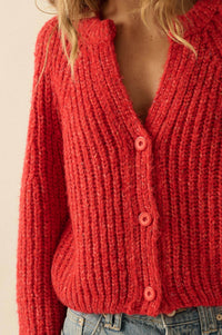 Soft Sunday Ribbed Knit Buttoned V-Neck Cardigan - ShopPromesa