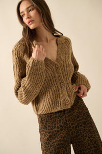 Soft Sunday Ribbed Knit Buttoned V-Neck Cardigan - ShopPromesa