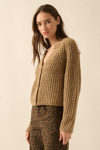 Soft Sunday Ribbed Knit Buttoned V-Neck Cardigan - ShopPromesa