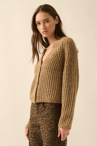 Soft Sunday Ribbed Knit Buttoned V-Neck Cardigan - ShopPromesa