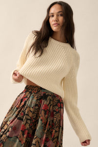 Best Self Chunky Ribbed Knit Raglan Sweater - ShopPromesa