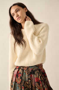 Best Self Chunky Ribbed Knit Raglan Sweater - ShopPromesa