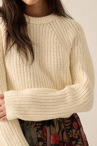 Best Self Chunky Ribbed Knit Raglan Sweater - ShopPromesa