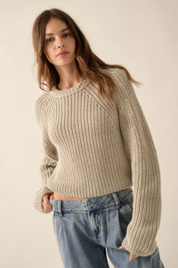 Best Self Chunky Ribbed Knit Raglan Sweater - ShopPromesa