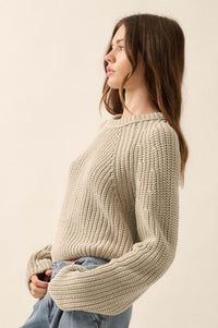 Best Self Chunky Ribbed Knit Raglan Sweater - ShopPromesa