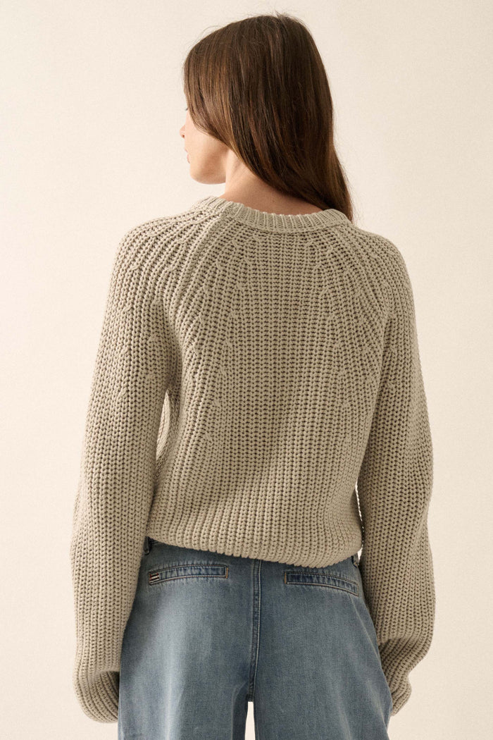 Best Self Chunky Ribbed Knit Raglan Sweater - ShopPromesa