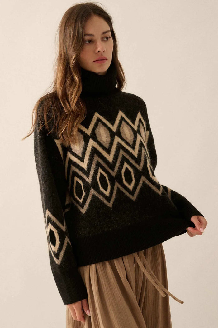 Play the Angles Geometric Turtleneck Sweater - ShopPromesa