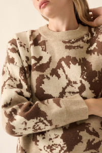 Cuddly Blossoms Oversize Floral Jacquard Sweater - ShopPromesa