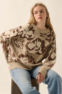 Cuddly Blossoms Oversize Floral Jacquard Sweater - ShopPromesa