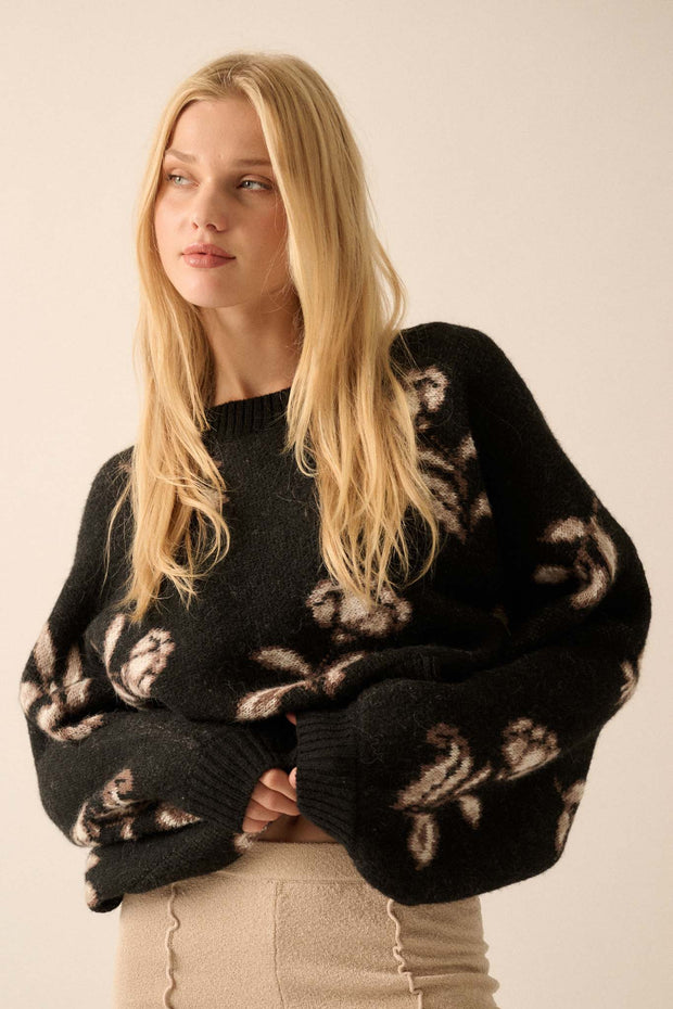 Get Growing Oversize Cropped Floral Sweater - ShopPromesa