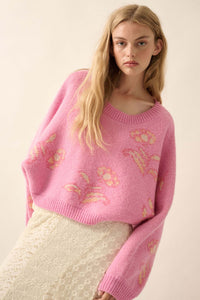 Get Growing Oversize Cropped Floral Sweater - ShopPromesa