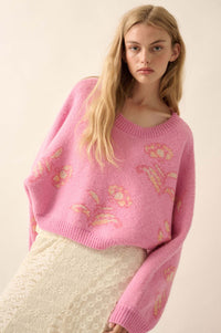 Get Growing Oversize Cropped Floral Sweater - ShopPromesa