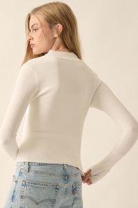 Shaper Fit Rib-Knit Half-Zip Thumbhole Top - ShopPromesa