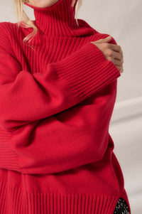 Warmest Regards Split-Hem Turtleneck Sweater - ShopPromesa