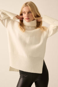 Warmest Regards Split-Hem Turtleneck Sweater - ShopPromesa