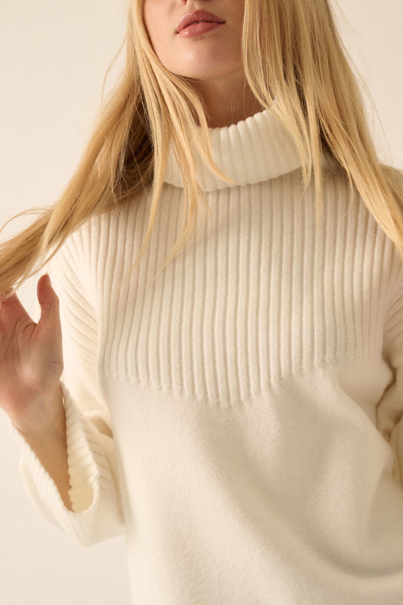 Warmest Regards Split-Hem Turtleneck Sweater - ShopPromesa