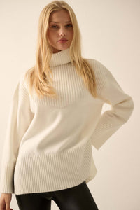 Warmest Regards Split-Hem Turtleneck Sweater - ShopPromesa