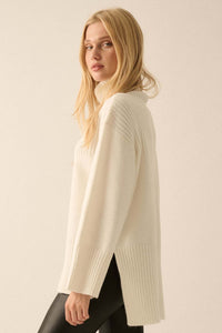 Warmest Regards Split-Hem Turtleneck Sweater - ShopPromesa