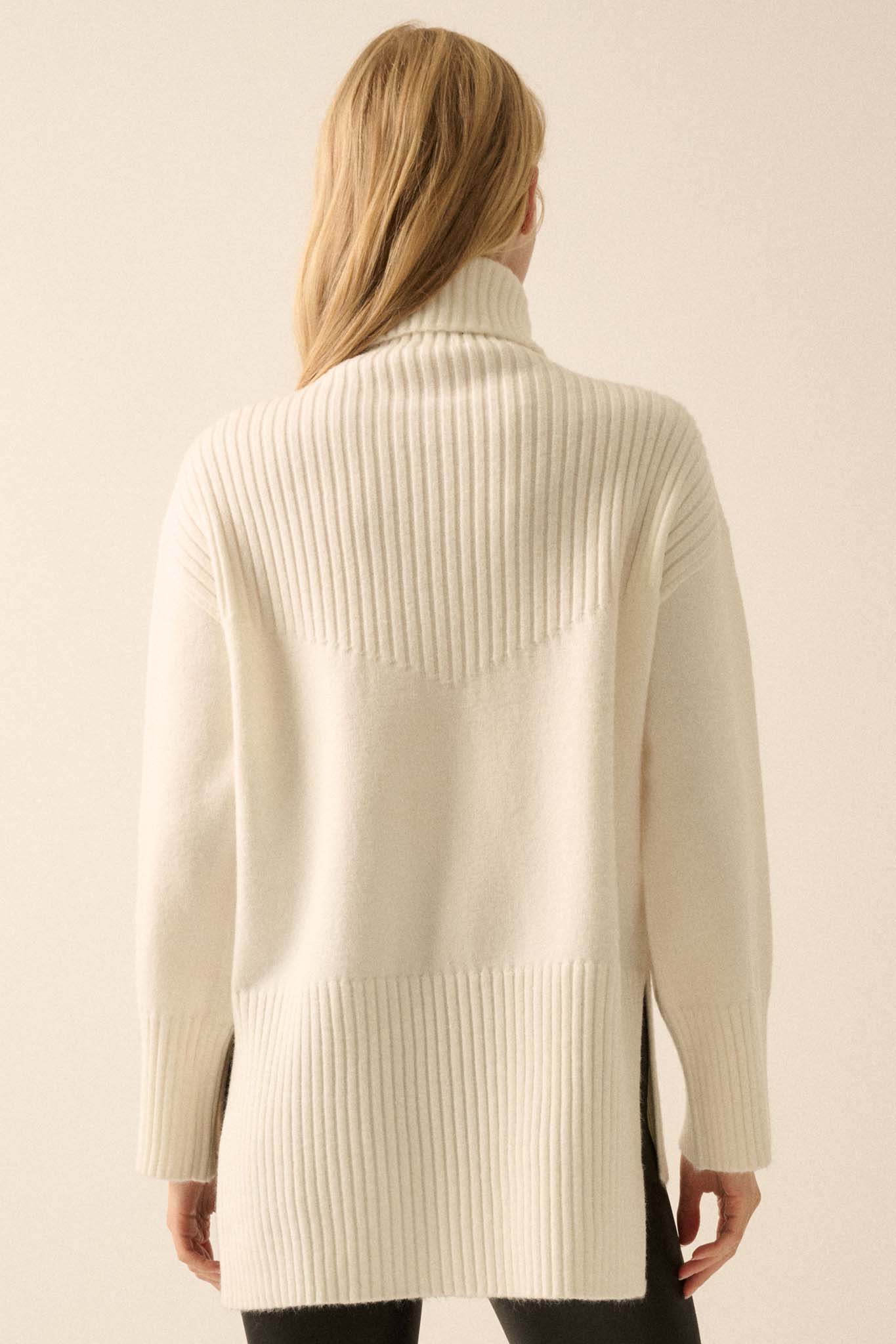 Warmest Regards Split-Hem Turtleneck Sweater - ShopPromesa